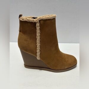 Sun + Stone Womens Camillia Faux Suede Wedge Tan Boots Shoes Size 9m